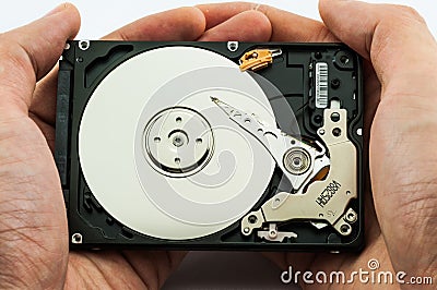 Hard disk in hands