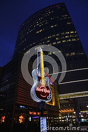 Hard Rock Cafe signboard in Warsaw