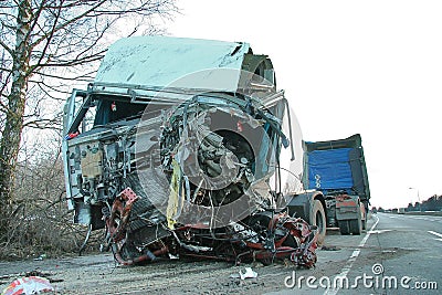 Hard truck crash