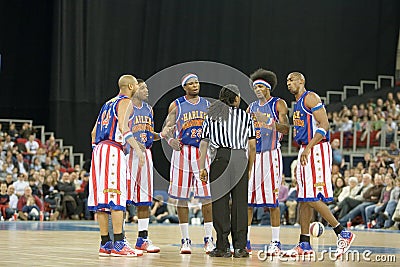 Harlem Globetrotters basketball team in an exhibit