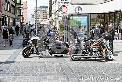 Harley Davidson motorcycle parked in the city