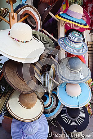 Hats on a rack