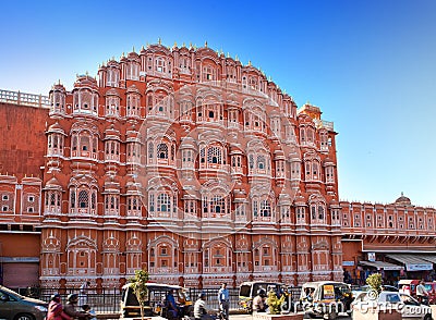 Hawa Mahal or Palace of Winds on January 29, 2014 in Jaipur, India. Concubines could look out of palace windows