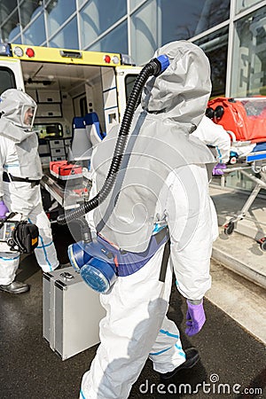 Hazardous material medical team with equipment