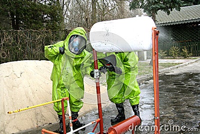 Hazmat response team stopping a leak