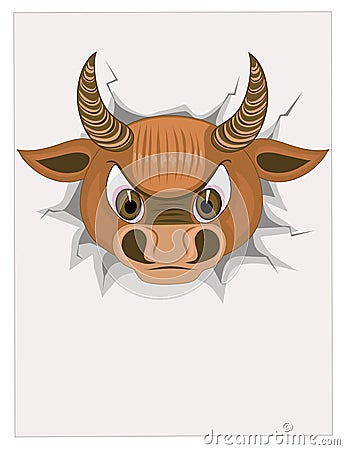 Head bull with blank paper