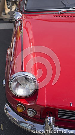 Headlight on a car hood