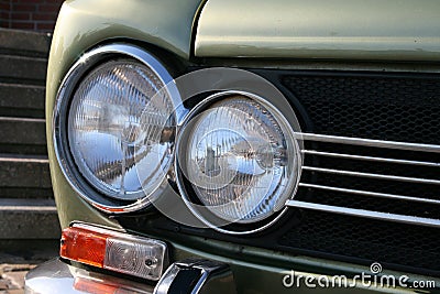 Headlight and direction indicator of a vintage car