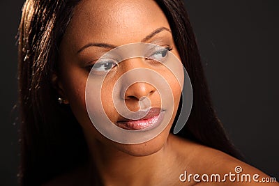 Headshot of beautiful serene black woman