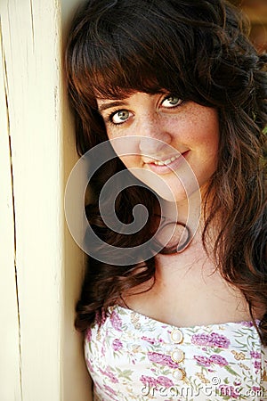 headshot pretty brunette teen girl 14549947