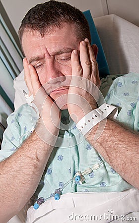 Health Care: Stressed Man in Hospital