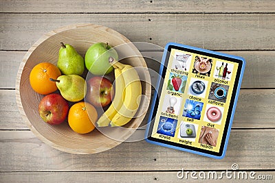 Health Tablet Diet Fruit Technology Food Royalty Free Stock Images - Image: 30586309