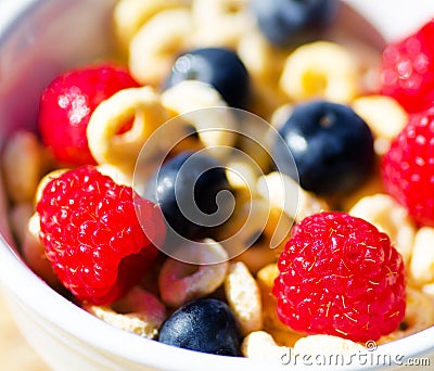 Healthy breakfast with cereals and berries