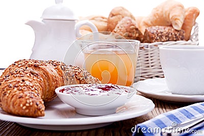 Healthy french breakfast coffee croissant