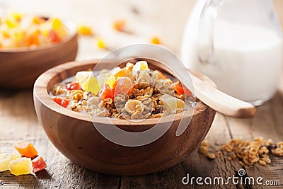 Healthy granola with dry fruits for breakfast