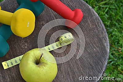 Healthy life with apple and weight