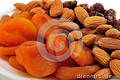 Healthy mixed dried fruit and nuts.