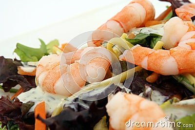 Healthy noodle and prawn diet salad starter