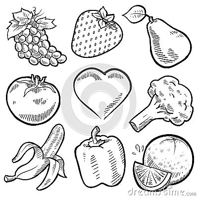 outline drawings of vegetables