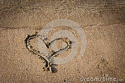 Heart on sand beach