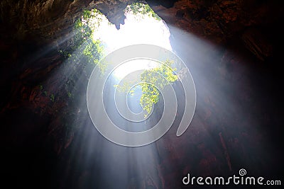 Heart shaped ray light cave