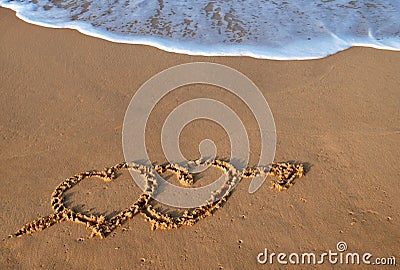 Hearts on beach