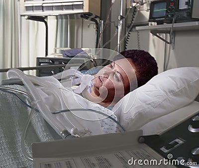 Heavy woman in hospital bed
