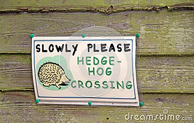 Hedgehog crossing warning sign