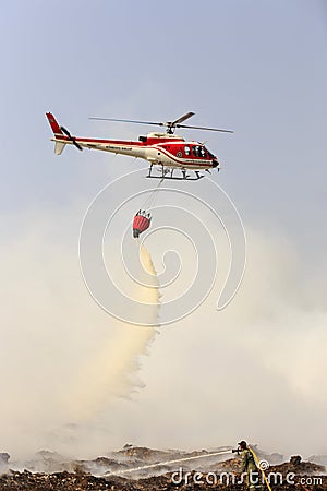 Helicopter extinguishing a fire