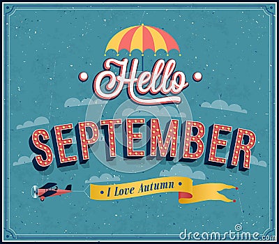 Hello september typographic design.