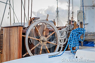 Helm of sailing boat