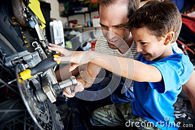 Helping dad with tools