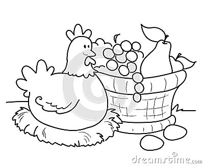 Hen With Fruit Basket Stock Photography - Ima