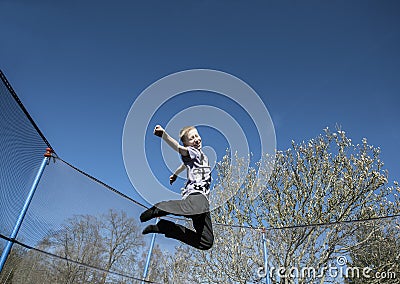 High jump on trampoline