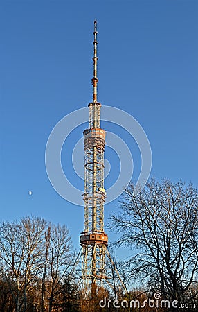 High metal telecommunication pylon, radio antenna,