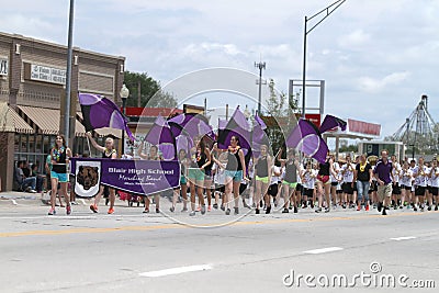 High School Band in parade in small town America