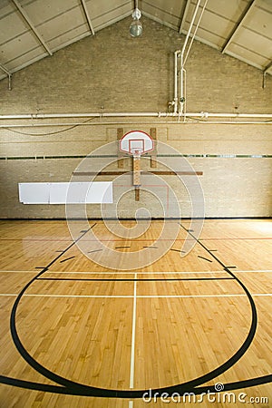 High school basketball court