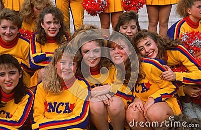 High school cheerleaders smiling