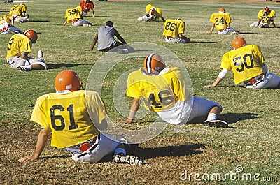 High School Football team practices