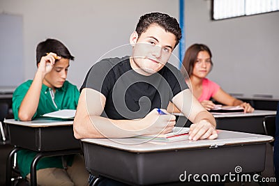 High school student in class