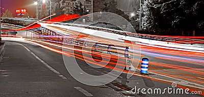 High speed traffic and blurred light trails