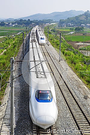 High speed train on double line railway