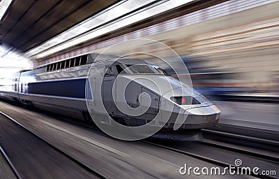 High-speed train in motion