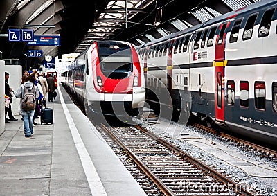 High speed train at Zurich HB train station 2