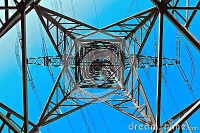 High voltage tower on a background