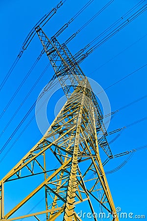 High voltage tower on a background