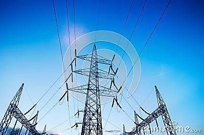 High voltage tower lines