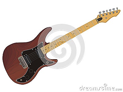 Wooden electric guitar ( illustration without gradients).