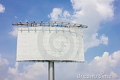 Highway advertising board on blue sky