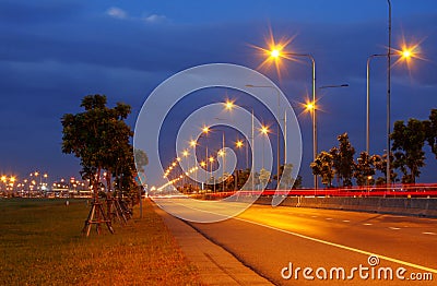 Highway at dusk, Thailand.